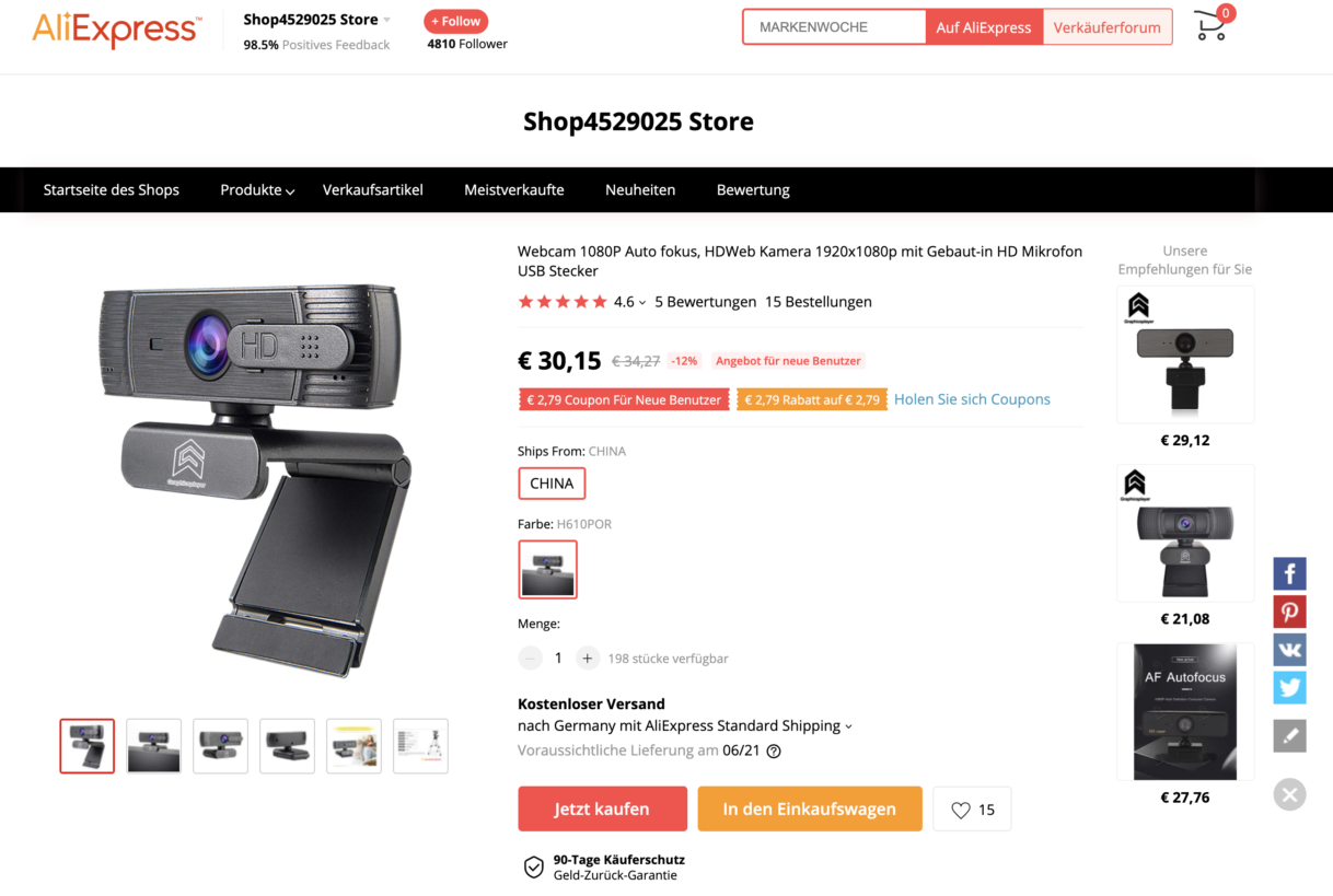 Aliexpress Webcam
