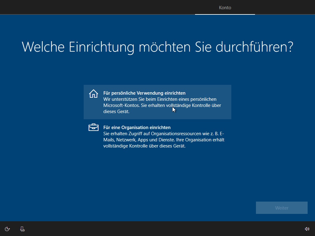Windows Persönliche Verwendung Organisation